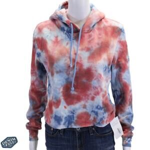 Aviator Nation Women’s Coral/Blue Tie Dye Raw Hem Sweatshirt/Hoodie | PRELOVED!
